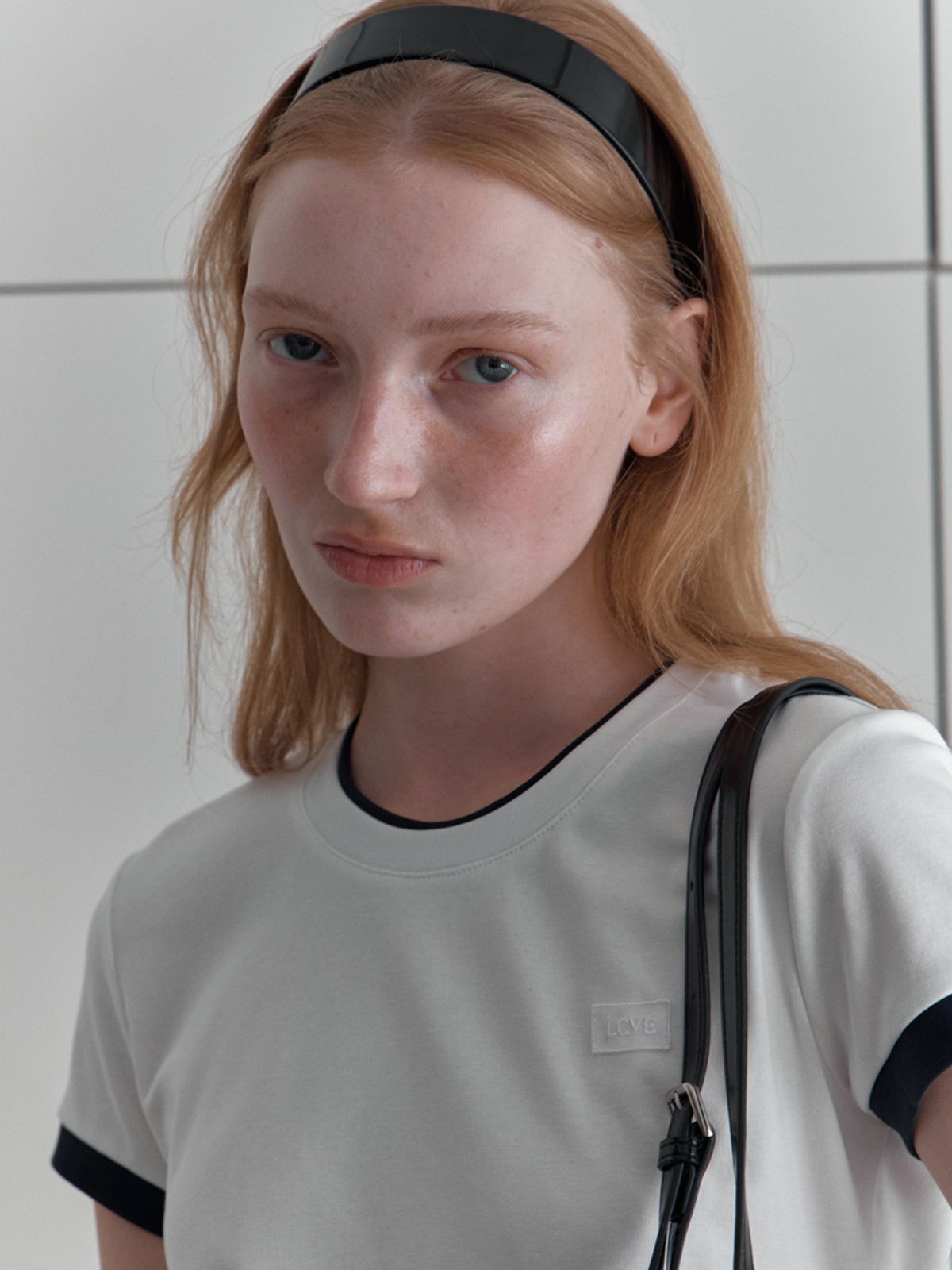 엘씨브이(LCVE) LCVE LABEL RINGER T-SHIRTS_WHITE