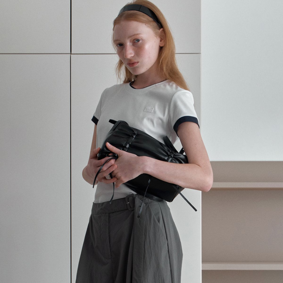 엘씨브이(LCVE) LCVE LABEL RINGER T-SHIRTS_WHITE
