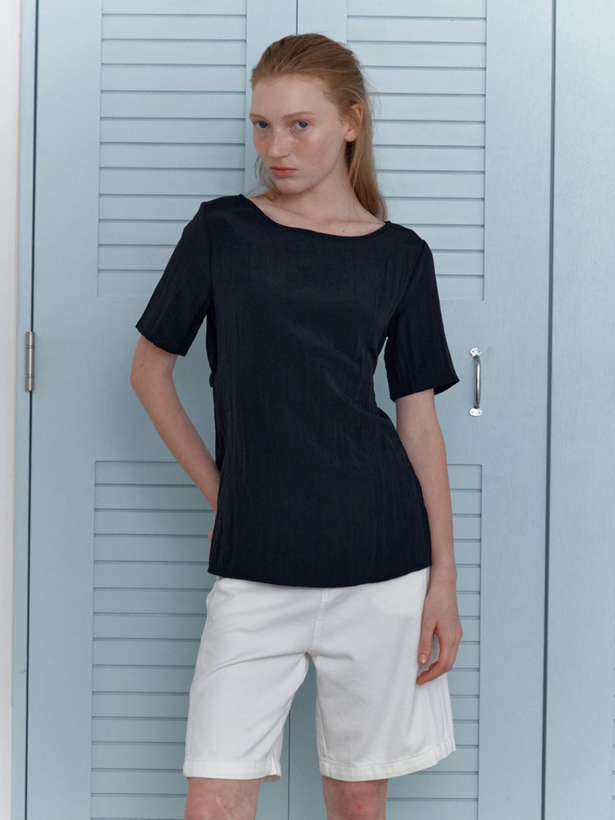 엘씨브이(LCVE) BACK CUT-OUT BLOUSE TOP_BLACK
