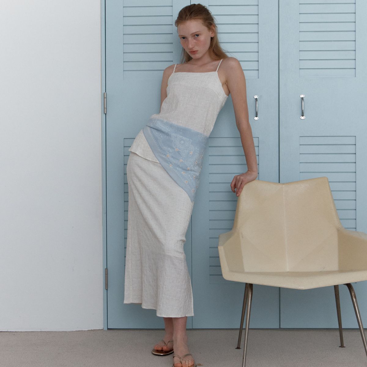 엘씨브이(LCVE) TEXTURED SLEEVELESS BLOUSE_IVORY