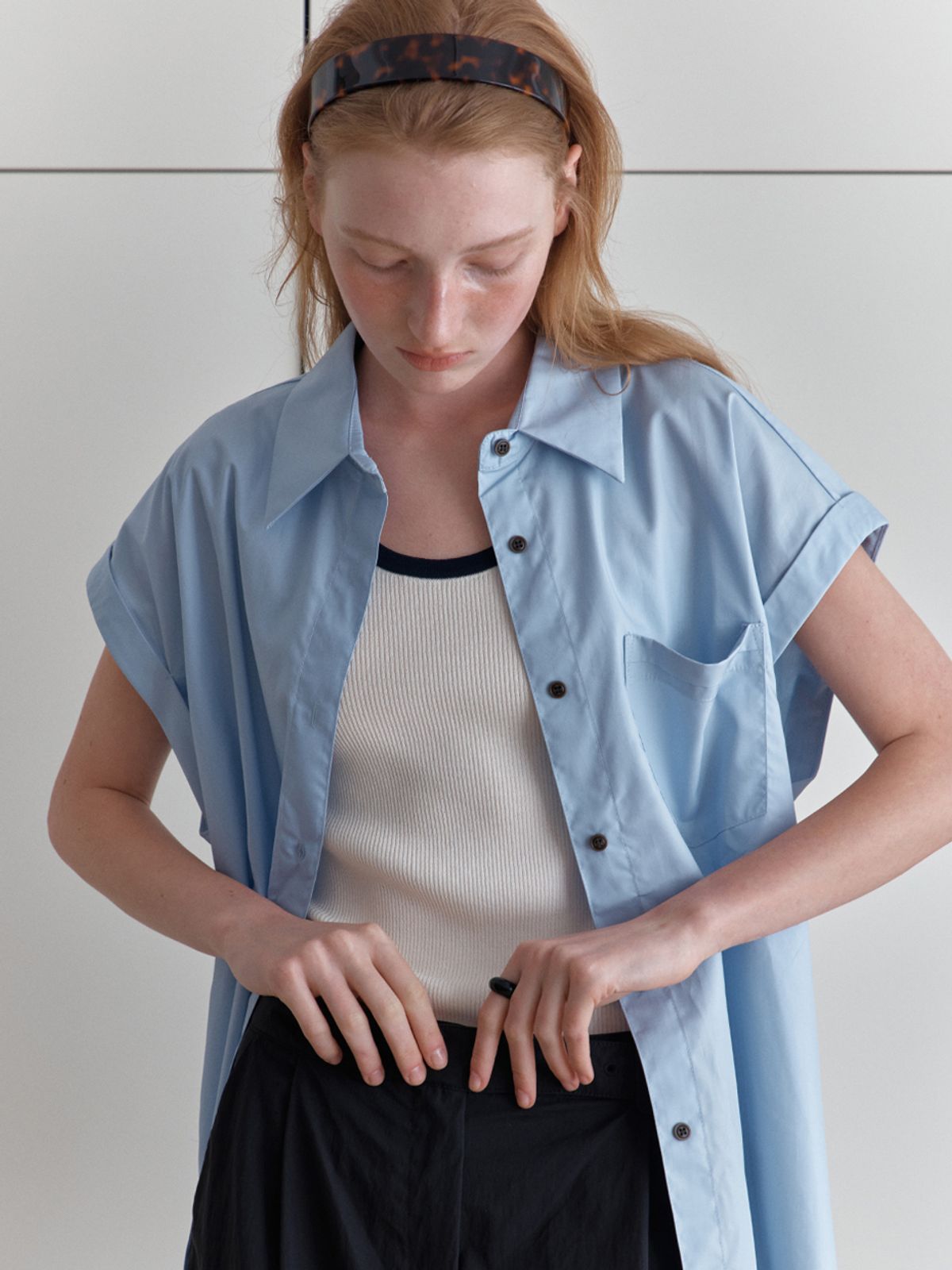 엘씨브이(LCVE) POCKET POINT SHORT-SLEEVE SHIRT_SKYBLUE