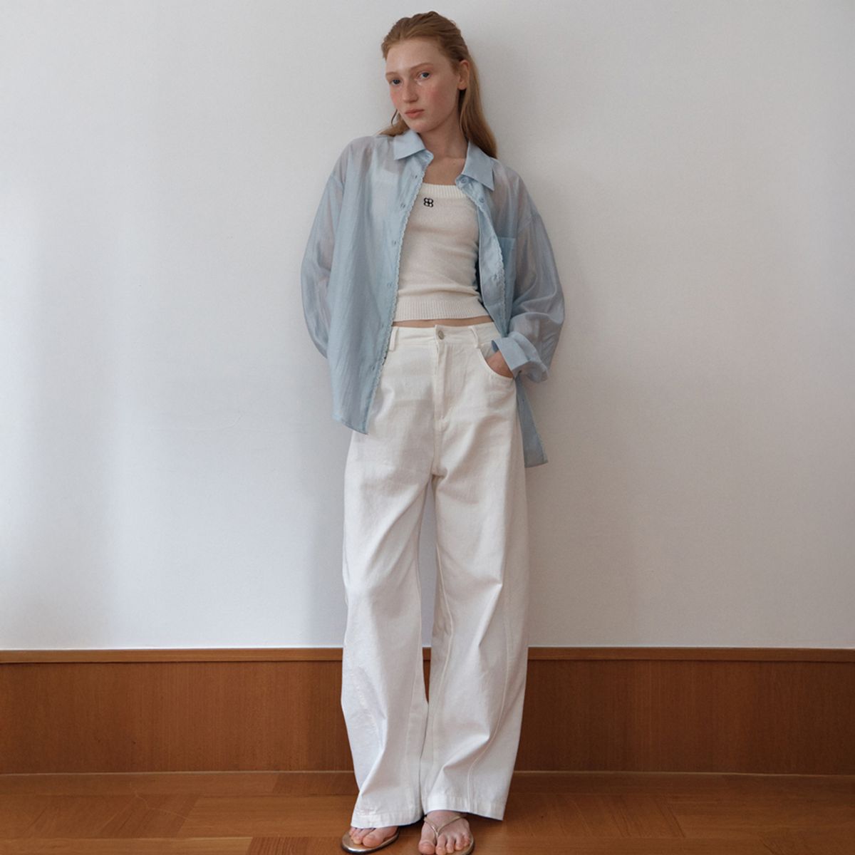엘씨브이(LCVE) SEE-THROUGH TENCEL SILKY SHIRT_SKYBLUE