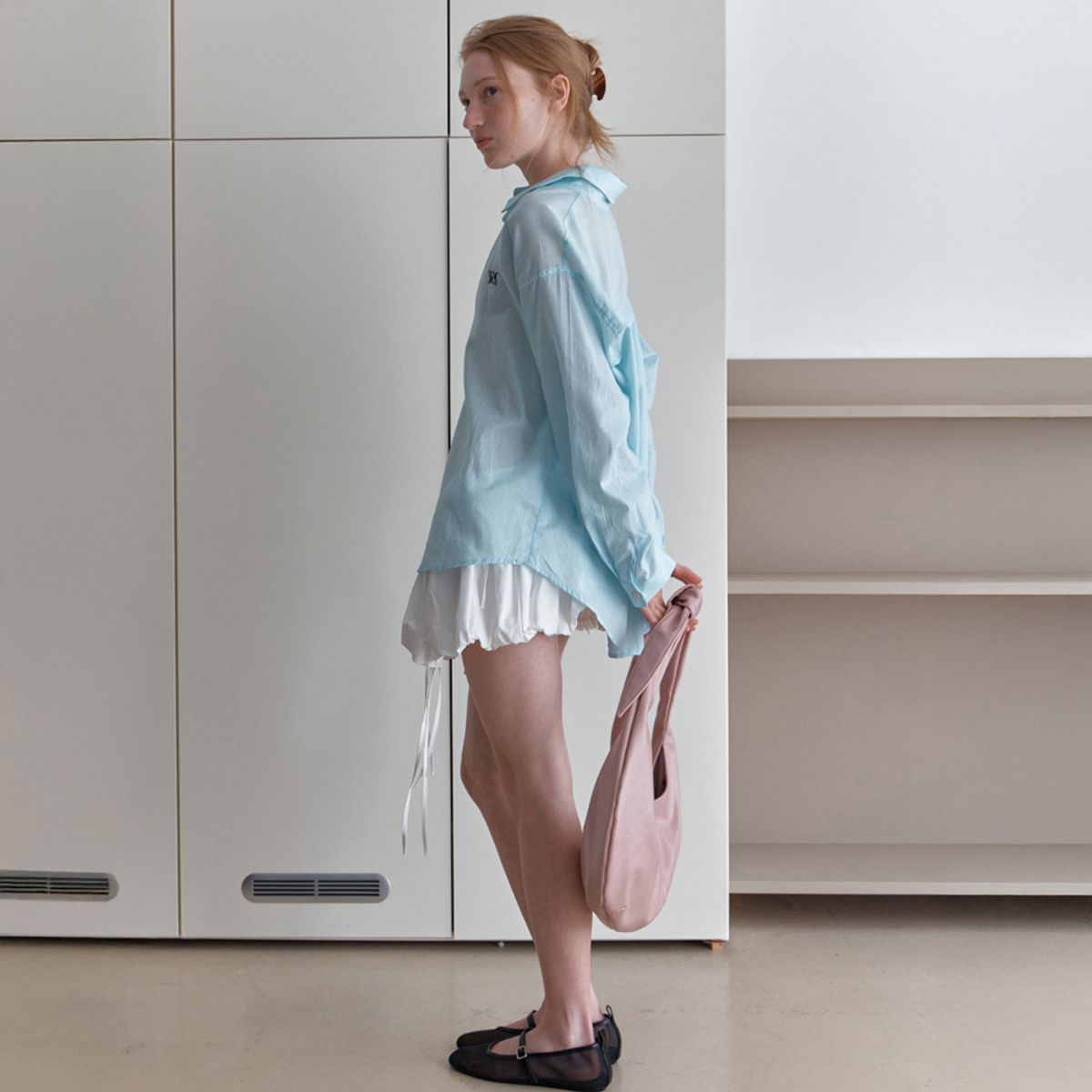 엘씨브이(LCVE) EMBROIDERY LINEN SHIRT_BLUE