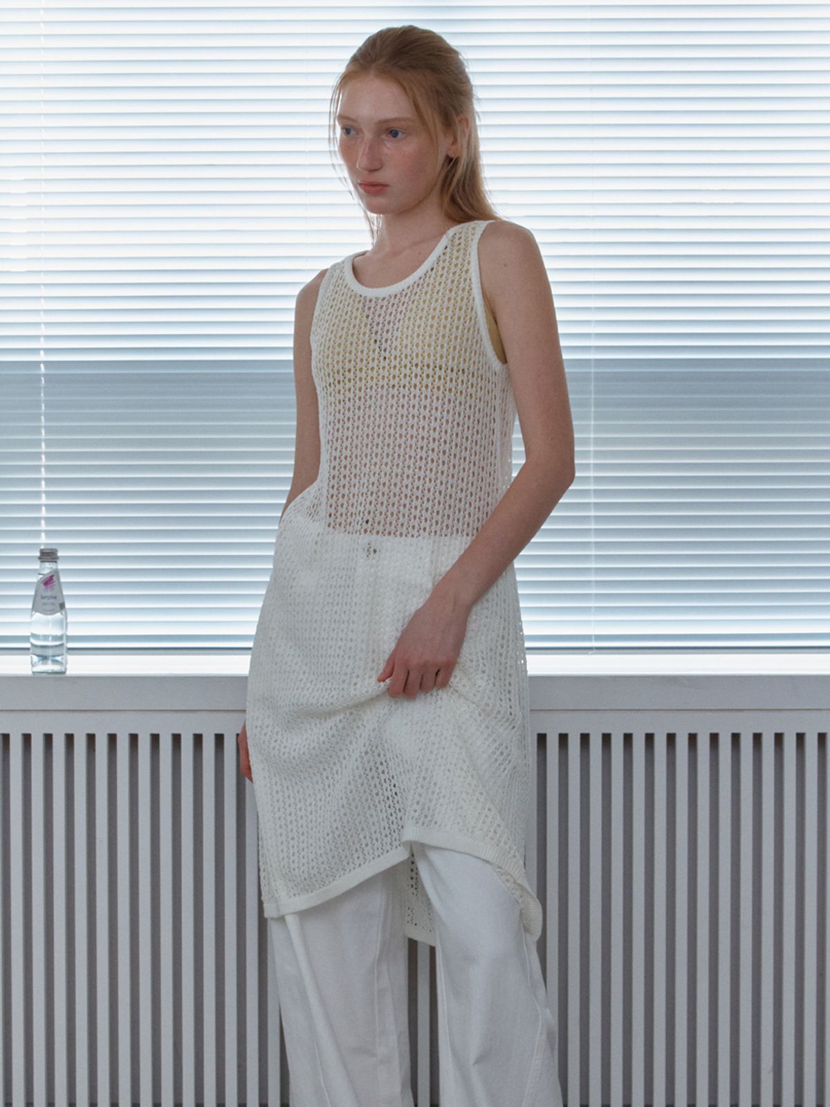 엘씨브이(LCVE) CROCHET KNIT COVER-UP DRESS_WHITE