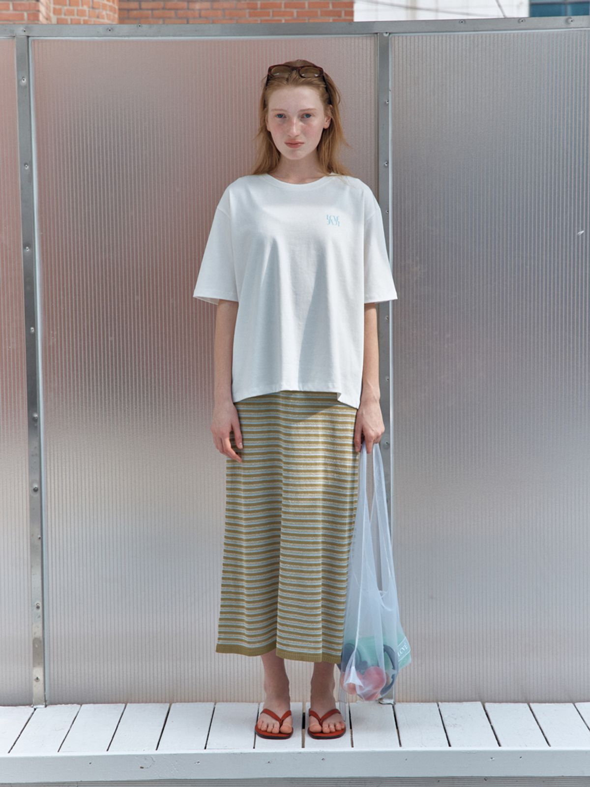 엘씨브이(LCVE) STRIPE SLEEVELESS KNIT DRESS_OLIVE