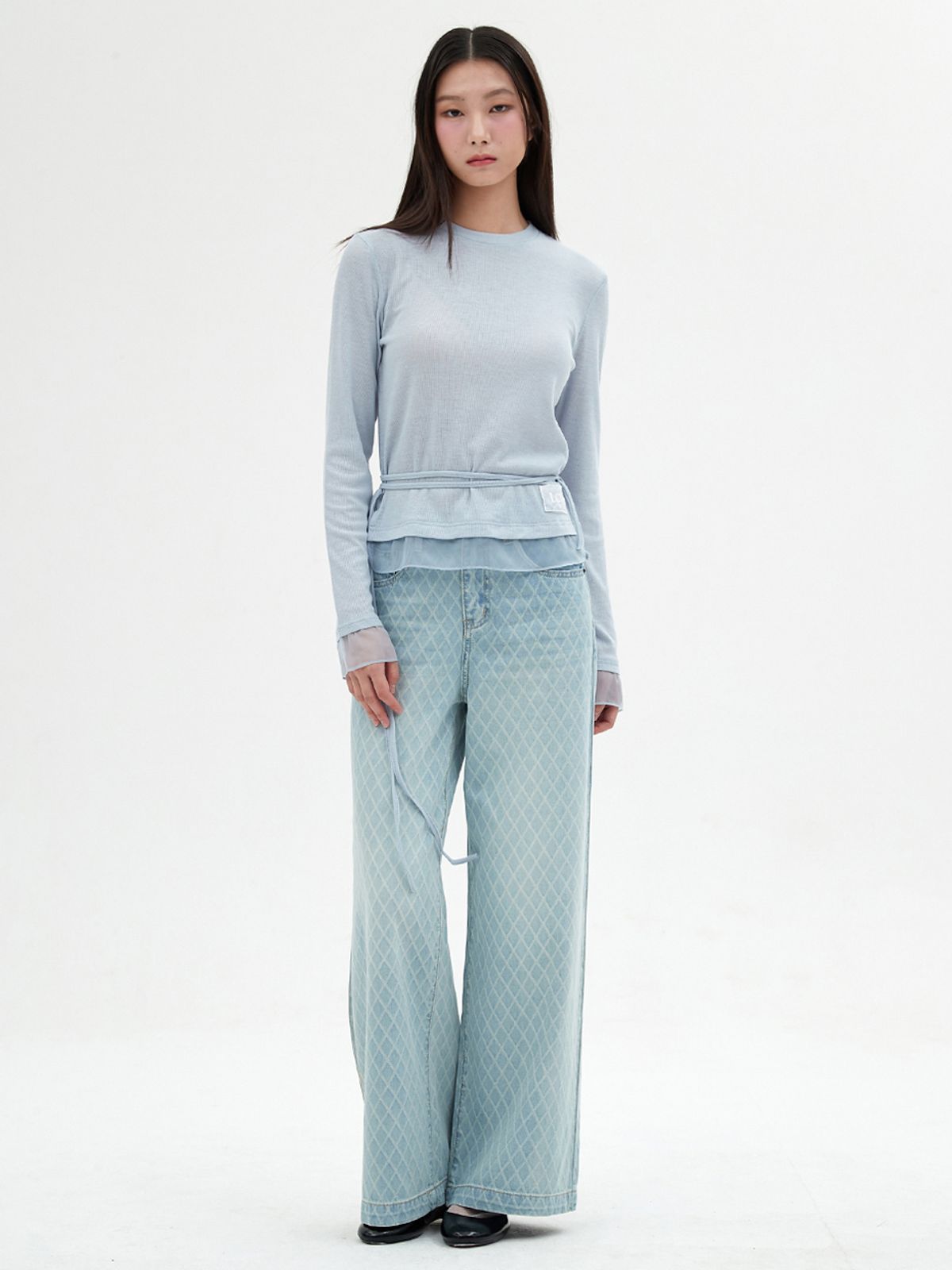 엘씨브이(LCVE) CHIFFON DETAIL LONG-SLEEVE TOP_SKYBLUE