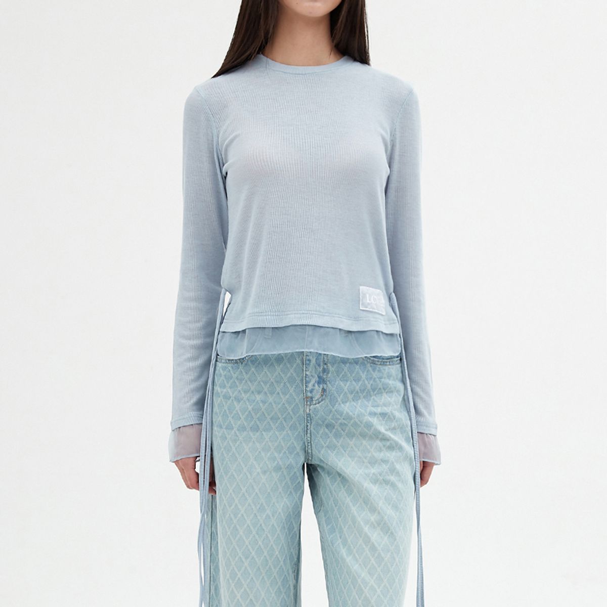 엘씨브이(LCVE) CHIFFON DETAIL LONG-SLEEVE TOP_SKYBLUE