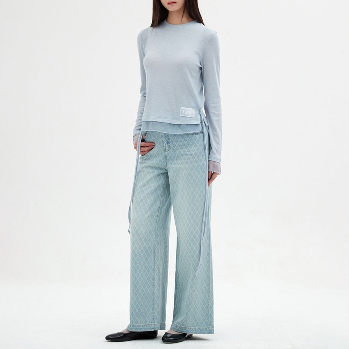 엘씨브이(LCVE) CHIFFON DETAIL LONG-SLEEVE TOP_SKYBLUE