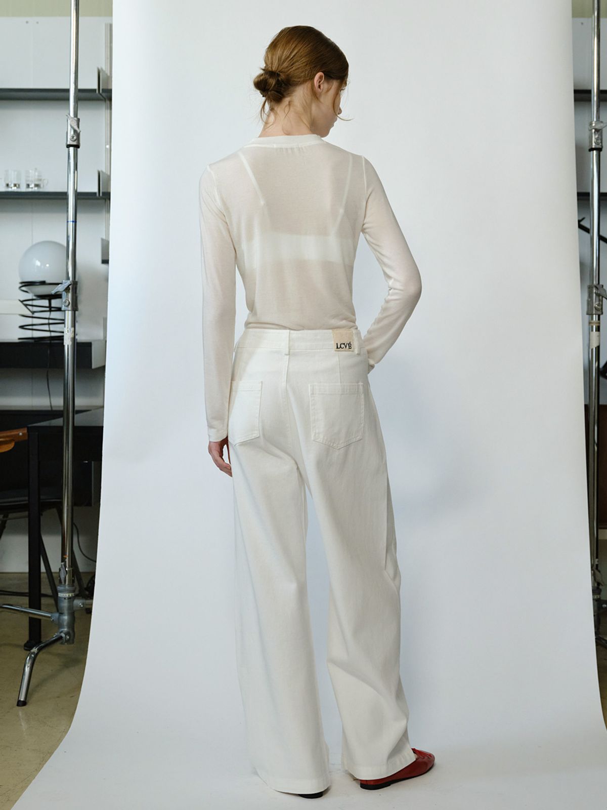 엘씨브이(LCVE) COTTON CURVED WHITE JEAN_WHITE