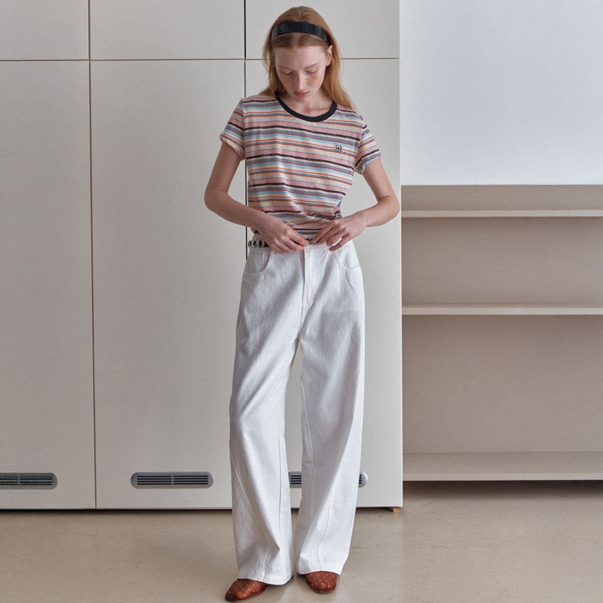 엘씨브이(LCVE) COTTON CURVED WHITE JEAN_WHITE