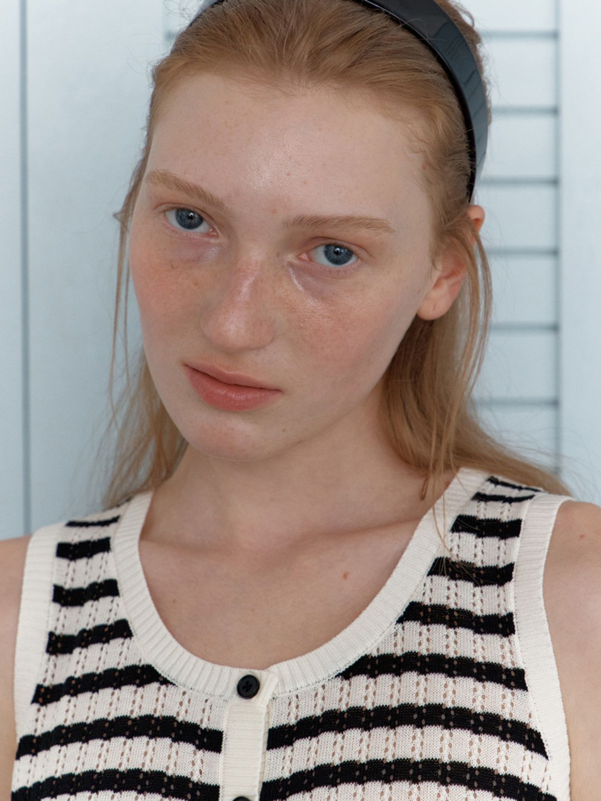 엘씨브이(LCVE) LINEN STRIPE SLEEVELESS KNIT_BLACK