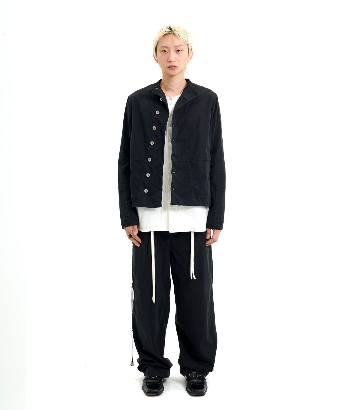 래크로프(LACKROPE) DISTRESSED ASYMMETRIC JACKET - BLACK
