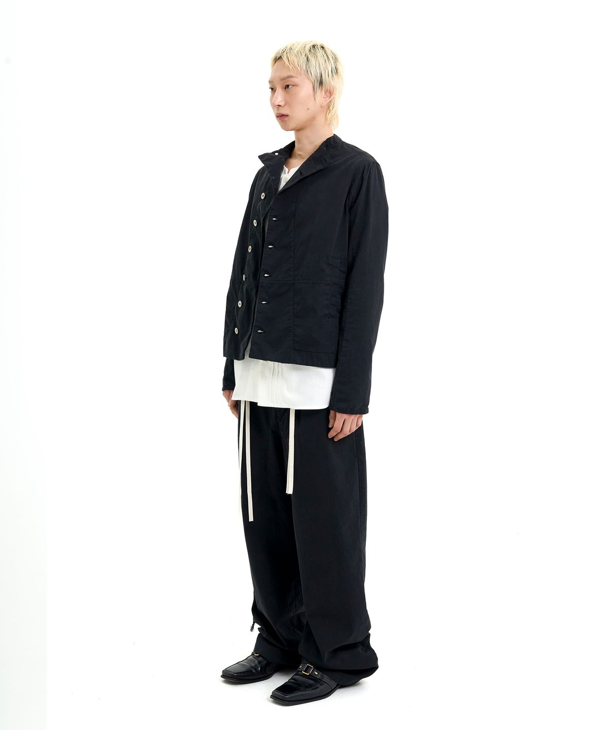래크로프(LACKROPE) DISTRESSED ASYMMETRIC JACKET - BLACK