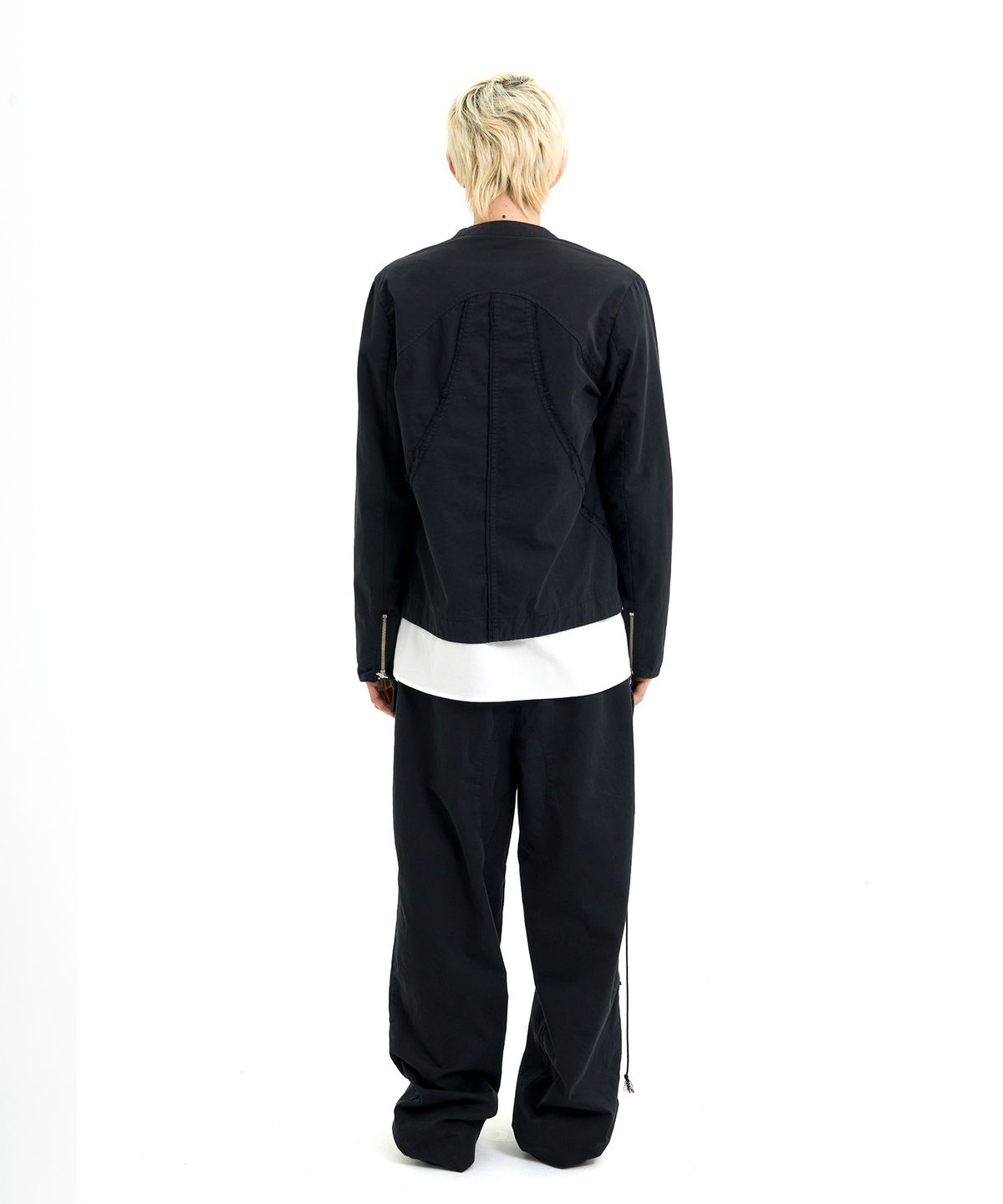 래크로프(LACKROPE) DISTRESSED ASYMMETRIC JACKET - BLACK