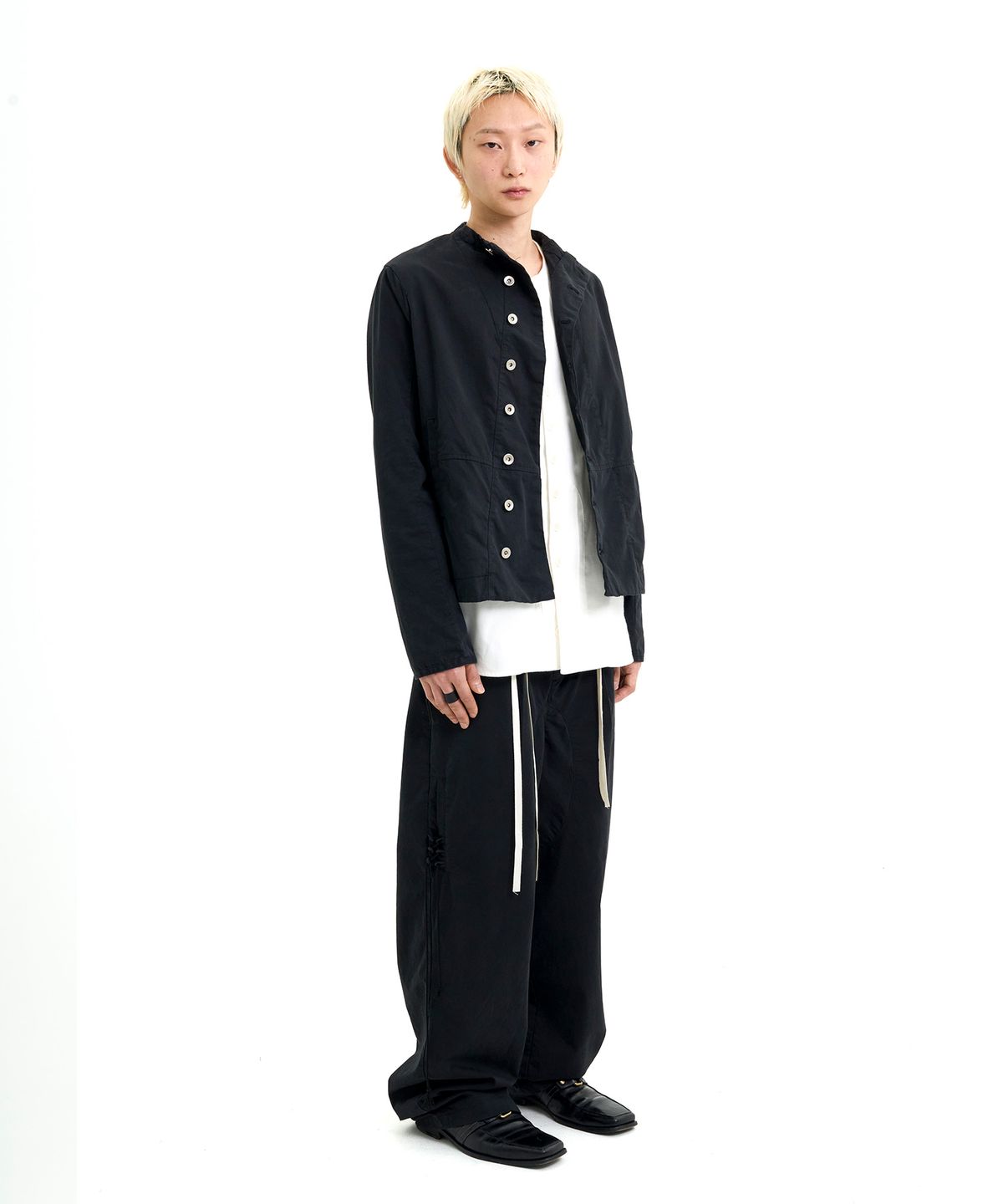 래크로프(LACKROPE) DISTRESSED ASYMMETRIC JACKET - BLACK