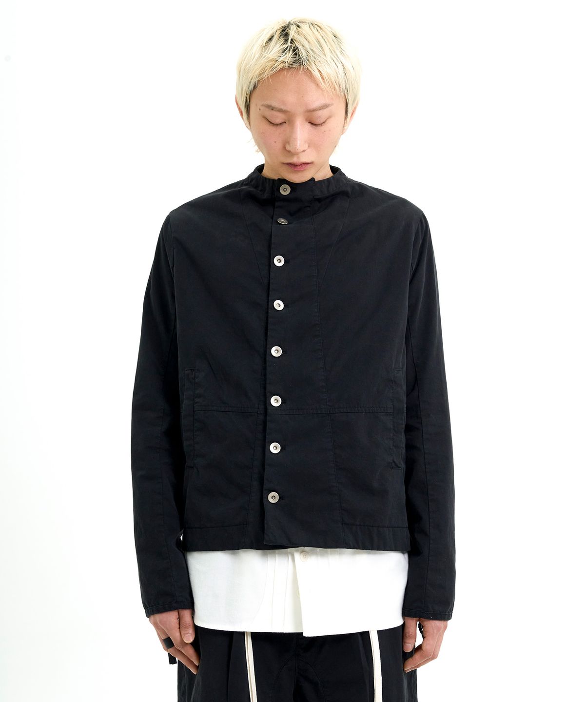 래크로프(LACKROPE) DISTRESSED ASYMMETRIC JACKET - BLACK
