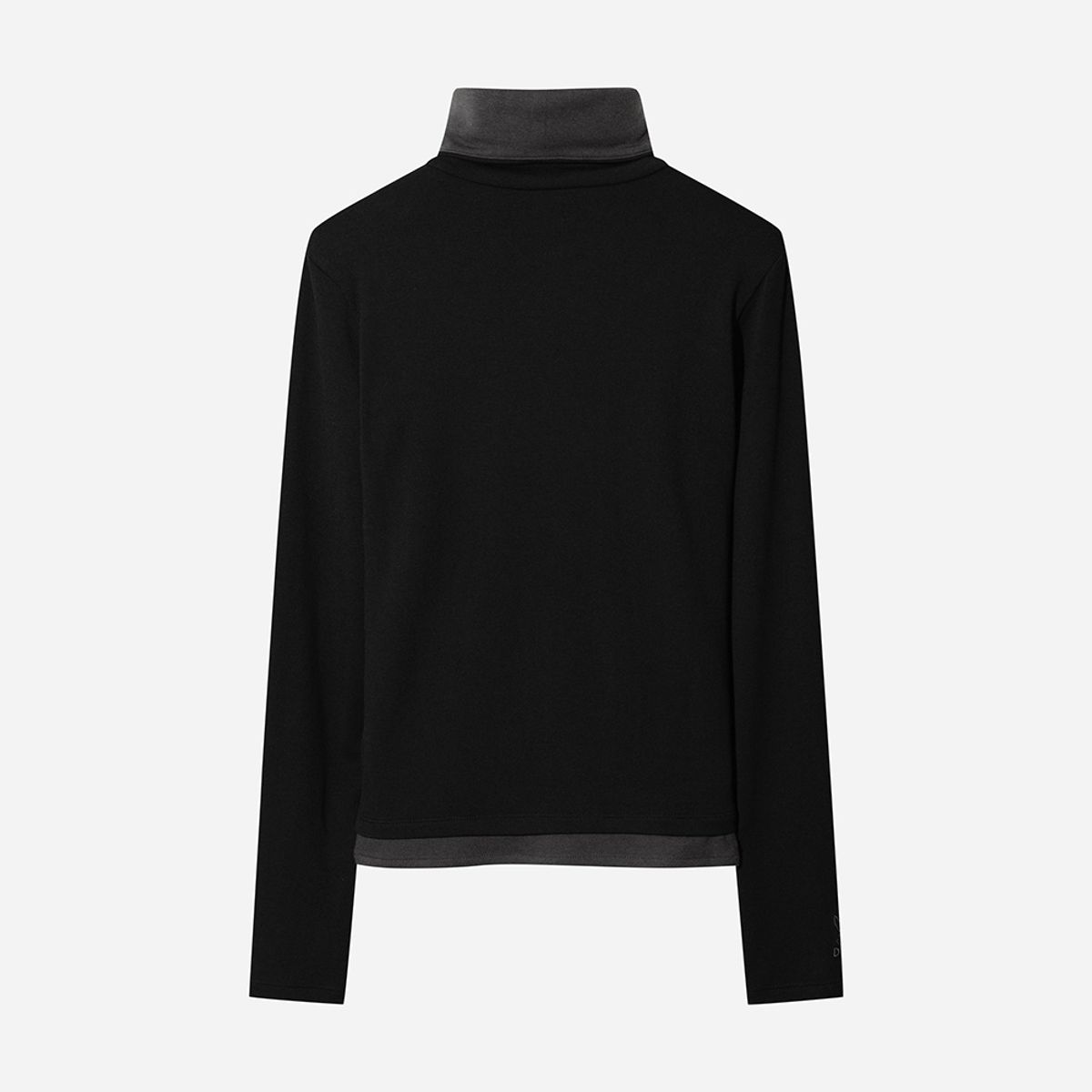 디오디(DOD) 여성) 레이어 배색 모크넥 긴팔티셔츠(BLACK)