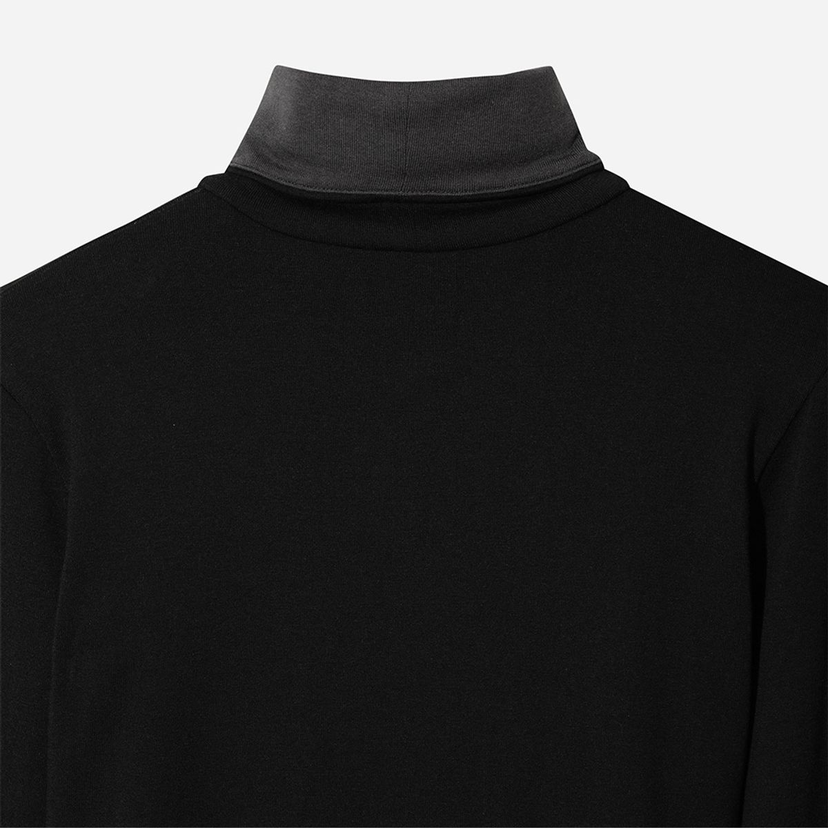 디오디(DOD) 여성) 레이어 배색 모크넥 긴팔티셔츠(BLACK)