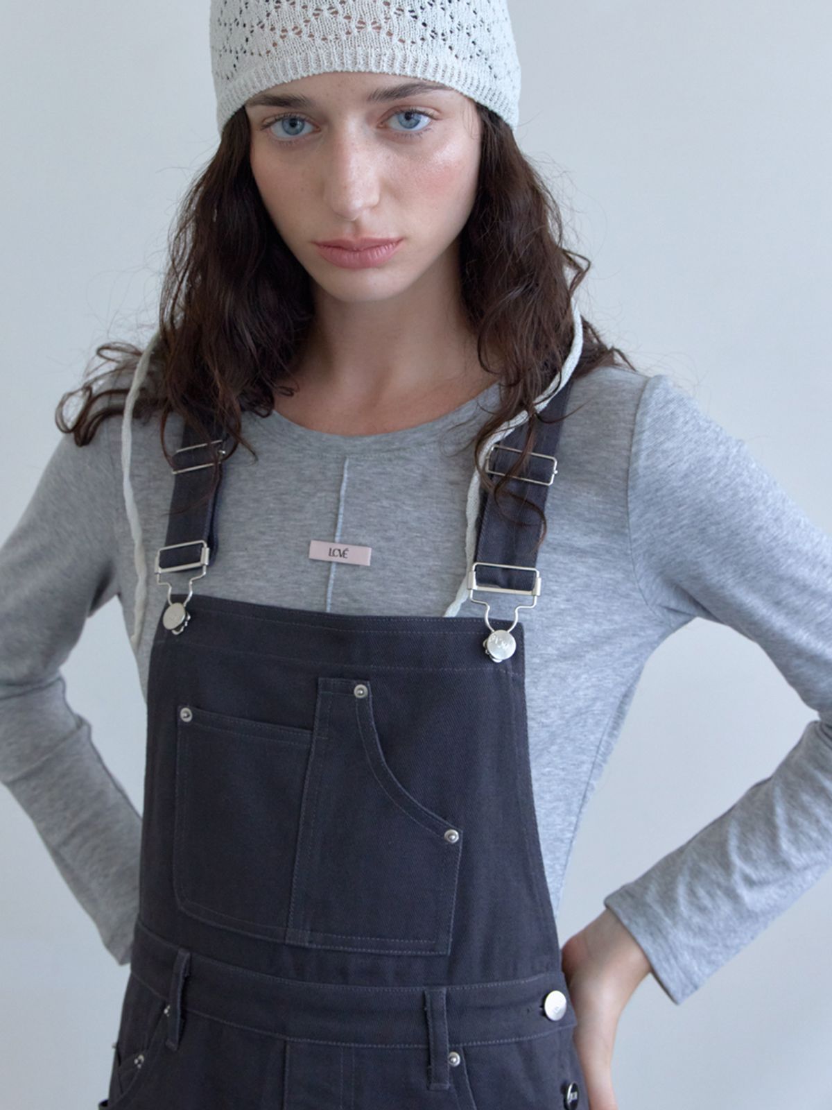 엘씨브이(LCVE) COTTON OVERALL DRESS_CHARCOAL