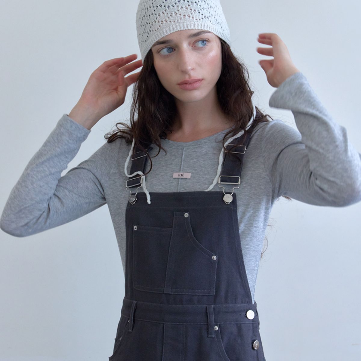 엘씨브이(LCVE) COTTON OVERALL DRESS_CHARCOAL