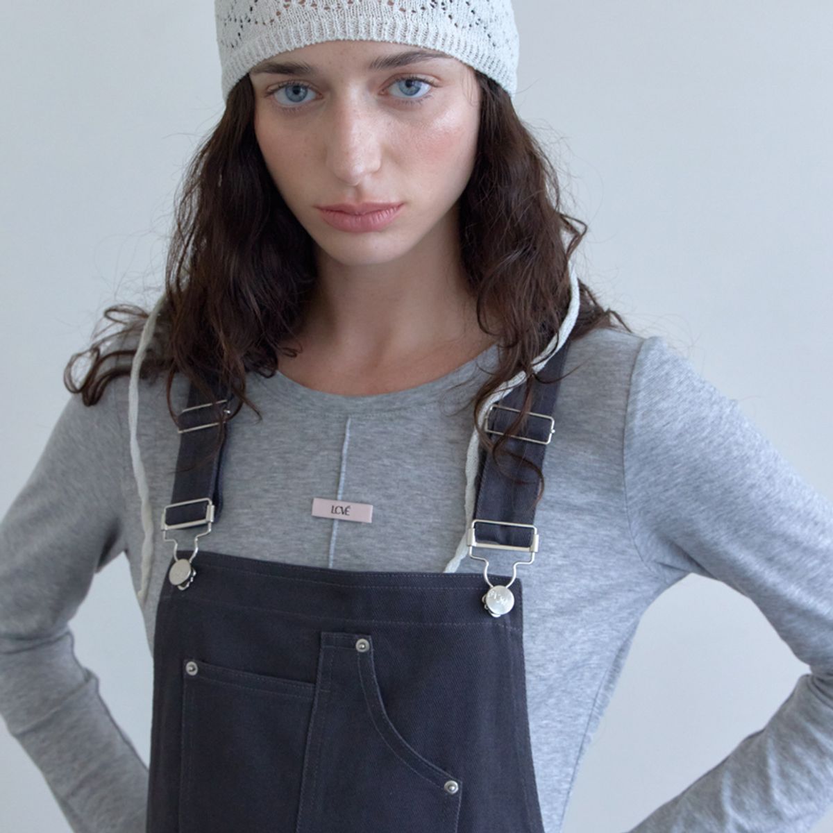 엘씨브이(LCVE) COTTON OVERALL DRESS_CHARCOAL