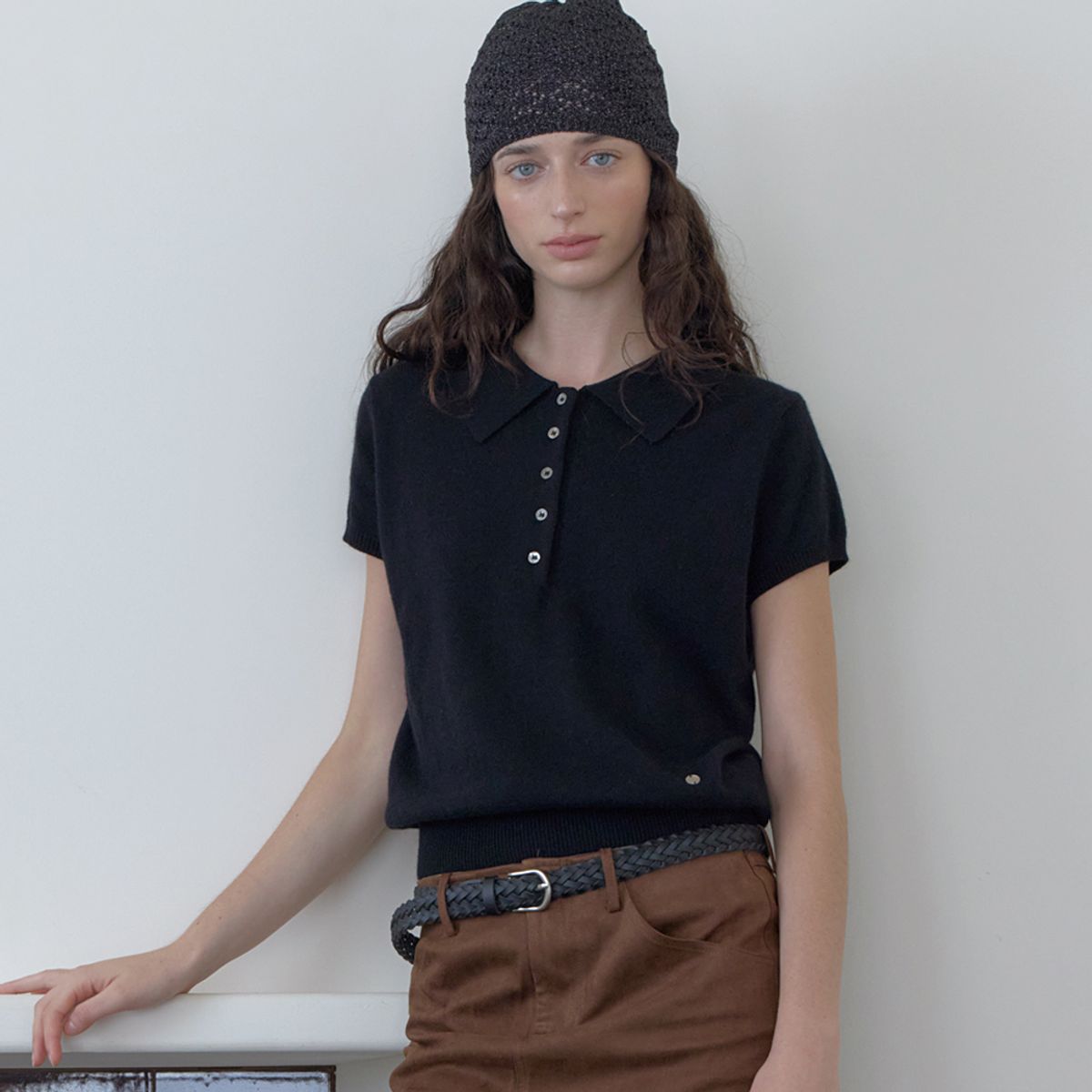 엘씨브이(LCVE) CROCHET KNIT BEANIE_BLACK