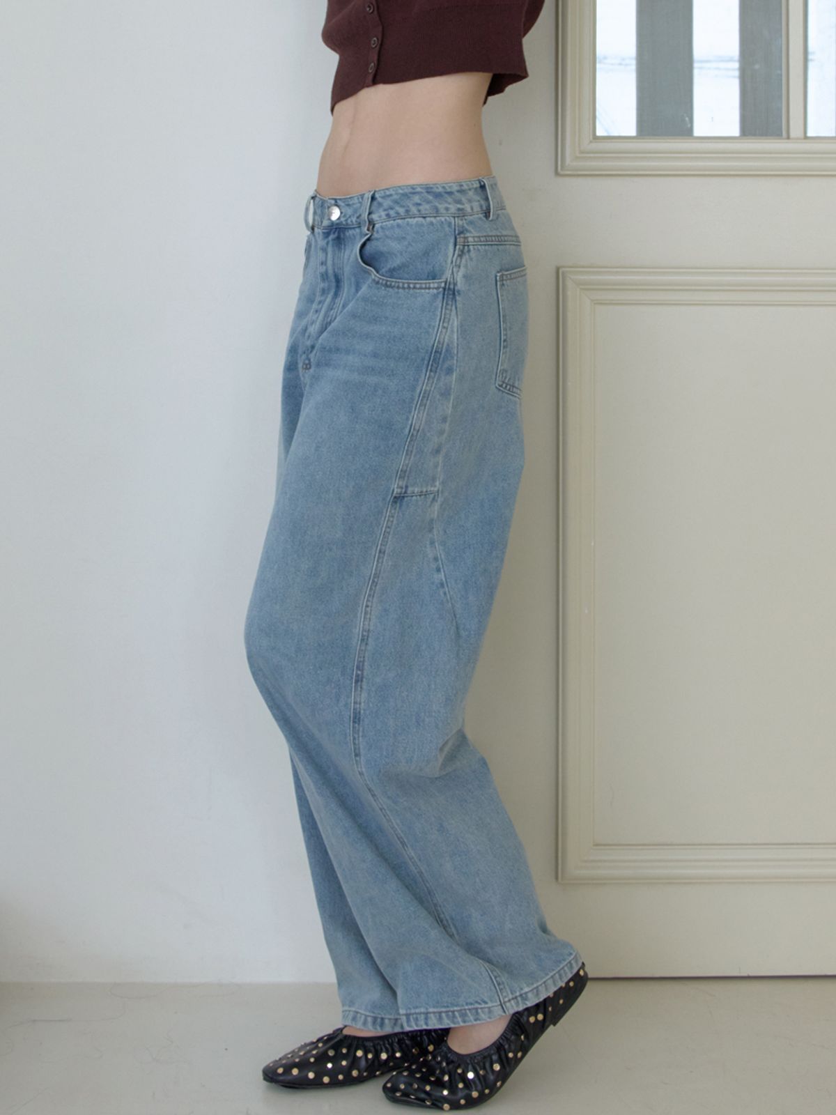 엘씨브이(LCVE) CURVED WIDE DENIM PANTS_BLUE