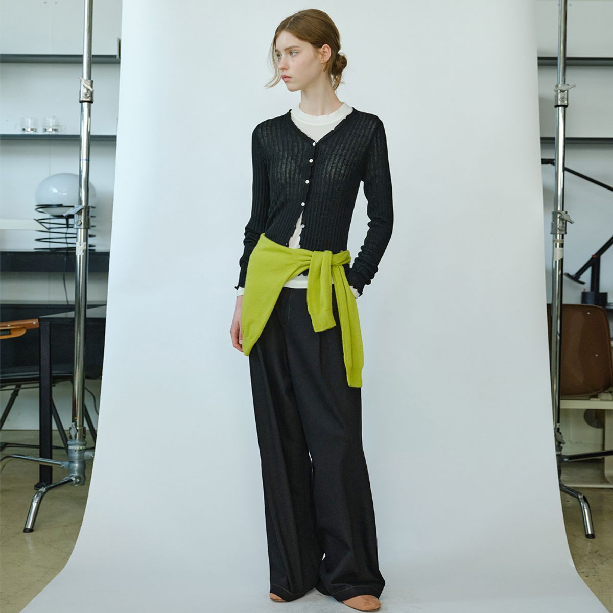 엘씨브이(LCVE) ONE TUCK STITCH PANTS_BLACK