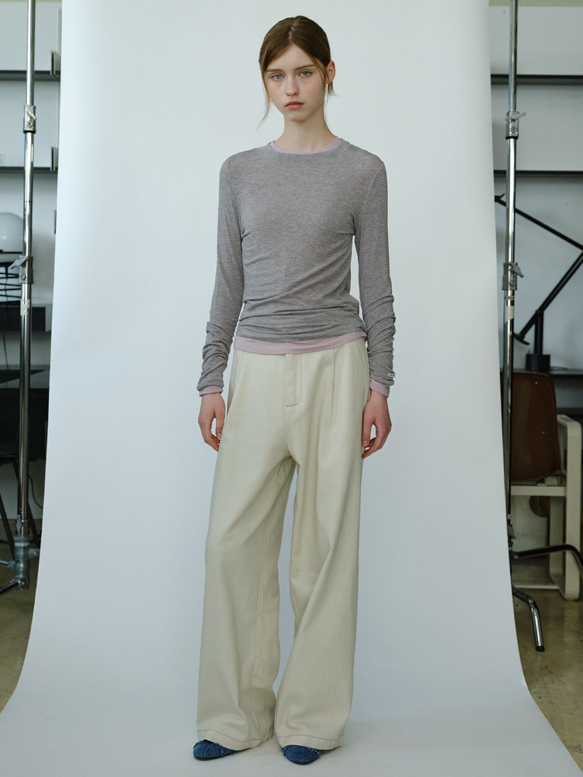 엘씨브이(LCVE) ONE TUCK STITCH PANTS_BEIGE