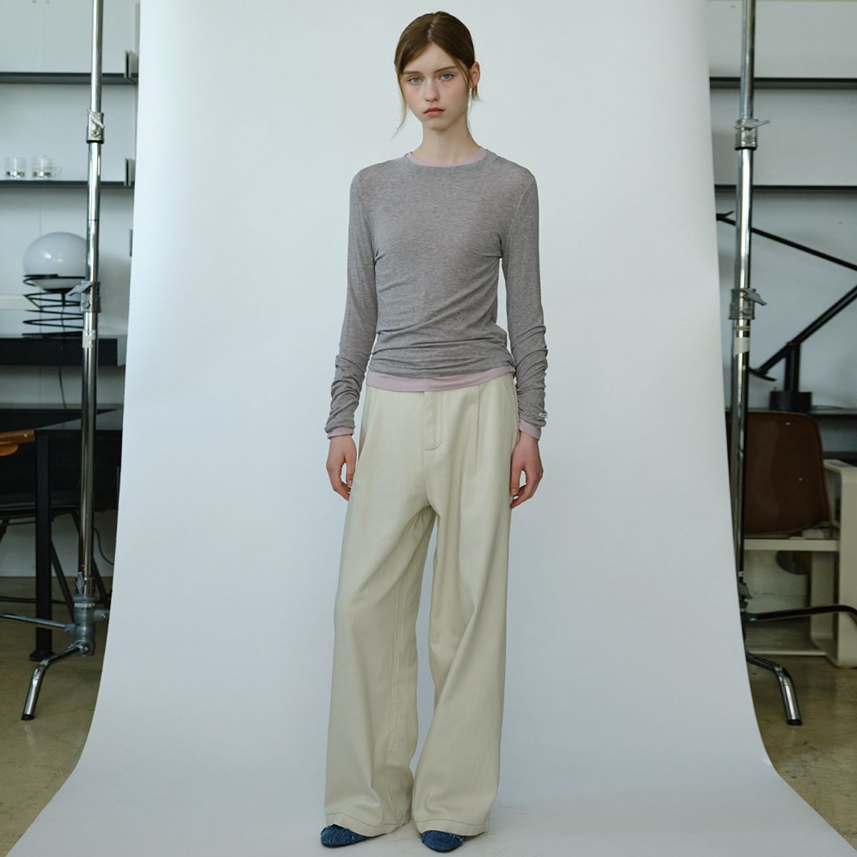 엘씨브이(LCVE) ONE TUCK STITCH PANTS_BEIGE