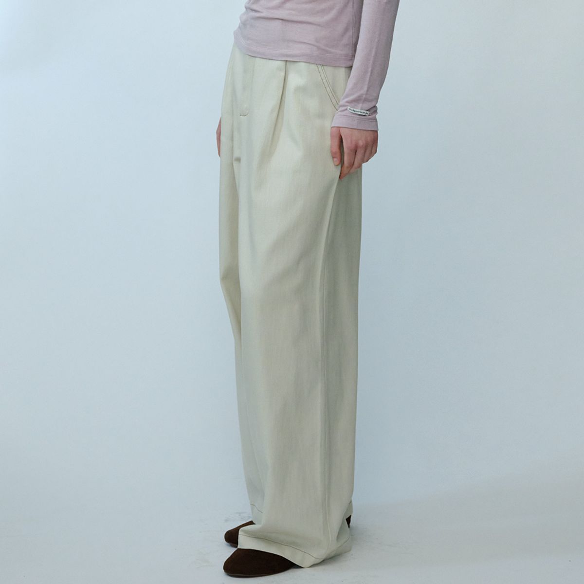 엘씨브이(LCVE) ONE TUCK STITCH PANTS_BEIGE