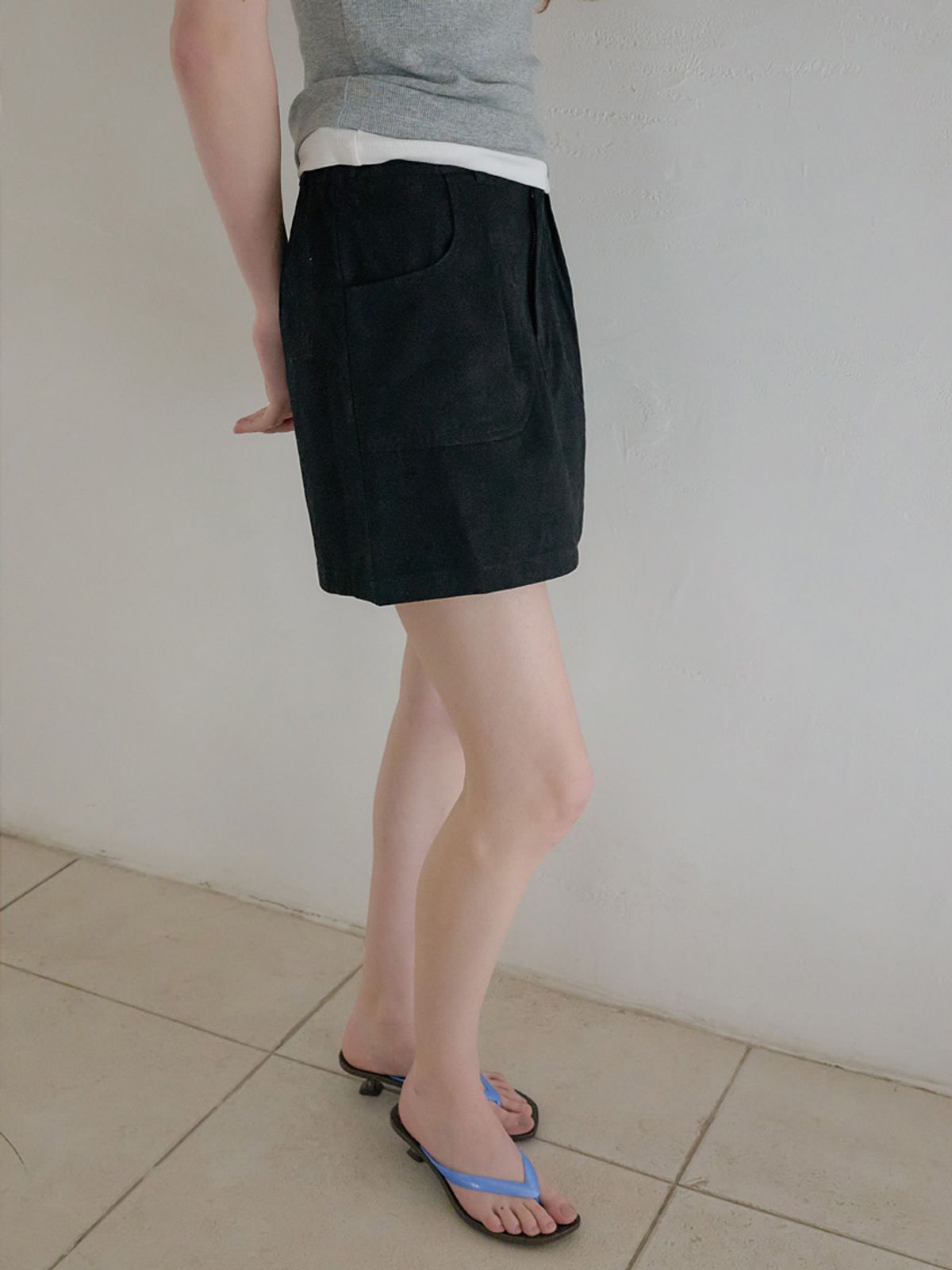 엘씨브이(LCVE) SOFT COTTON MINI SKIRT_BLACK