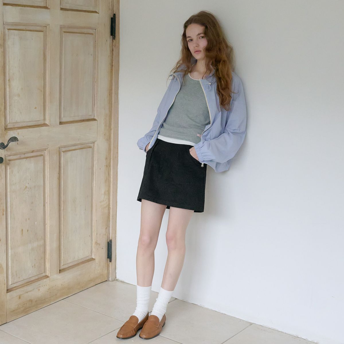 엘씨브이(LCVE) SOFT COTTON MINI SKIRT_BLACK
