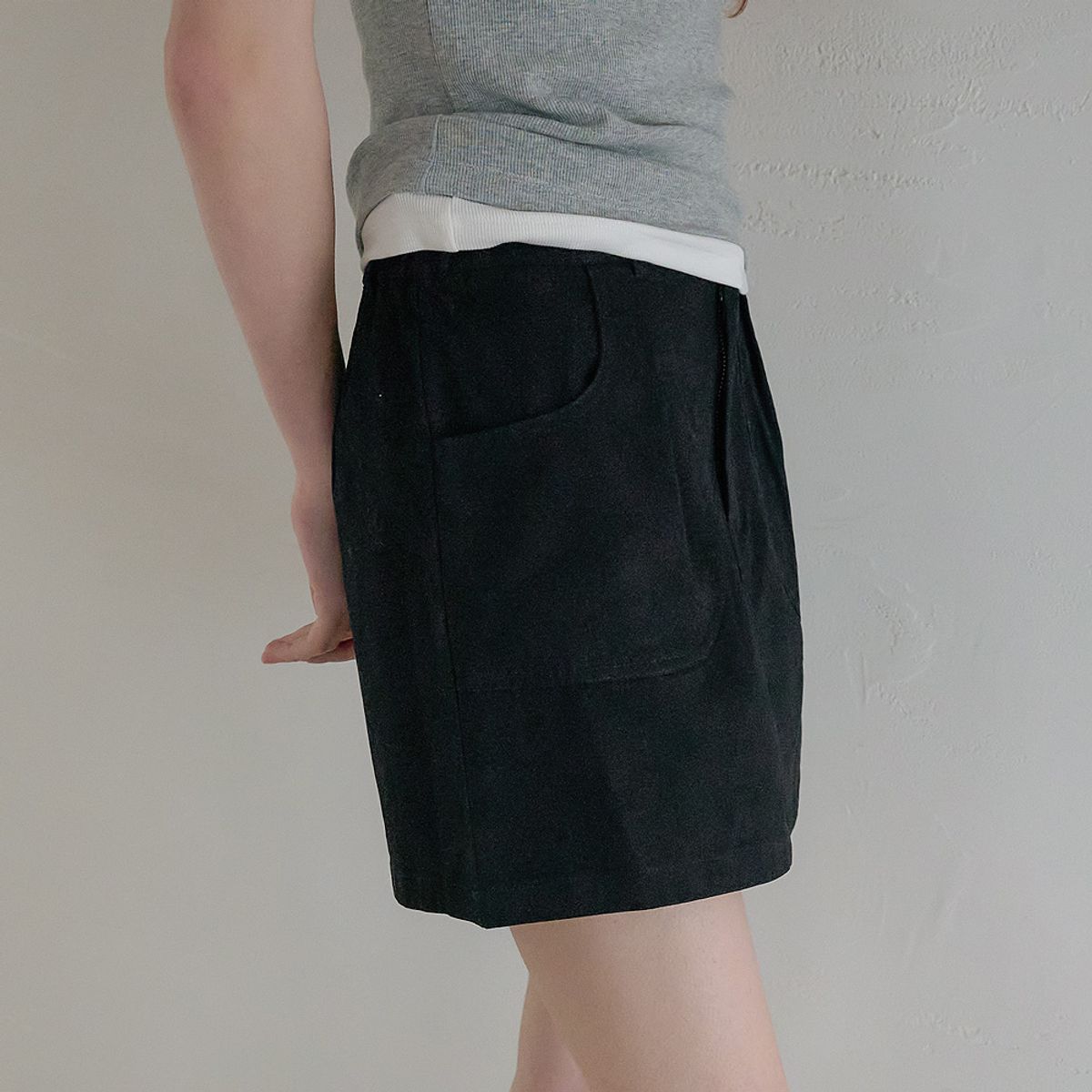 엘씨브이(LCVE) SOFT COTTON MINI SKIRT_BLACK