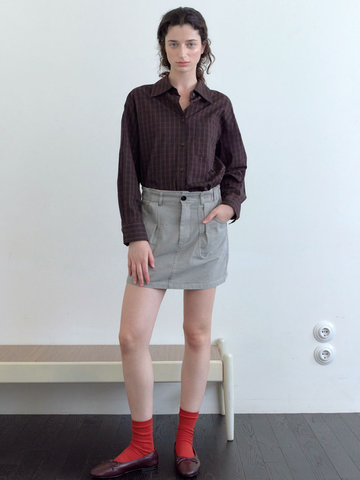엘씨브이(LCVE) SOFT COTTON MINI SKIRT_GRAY