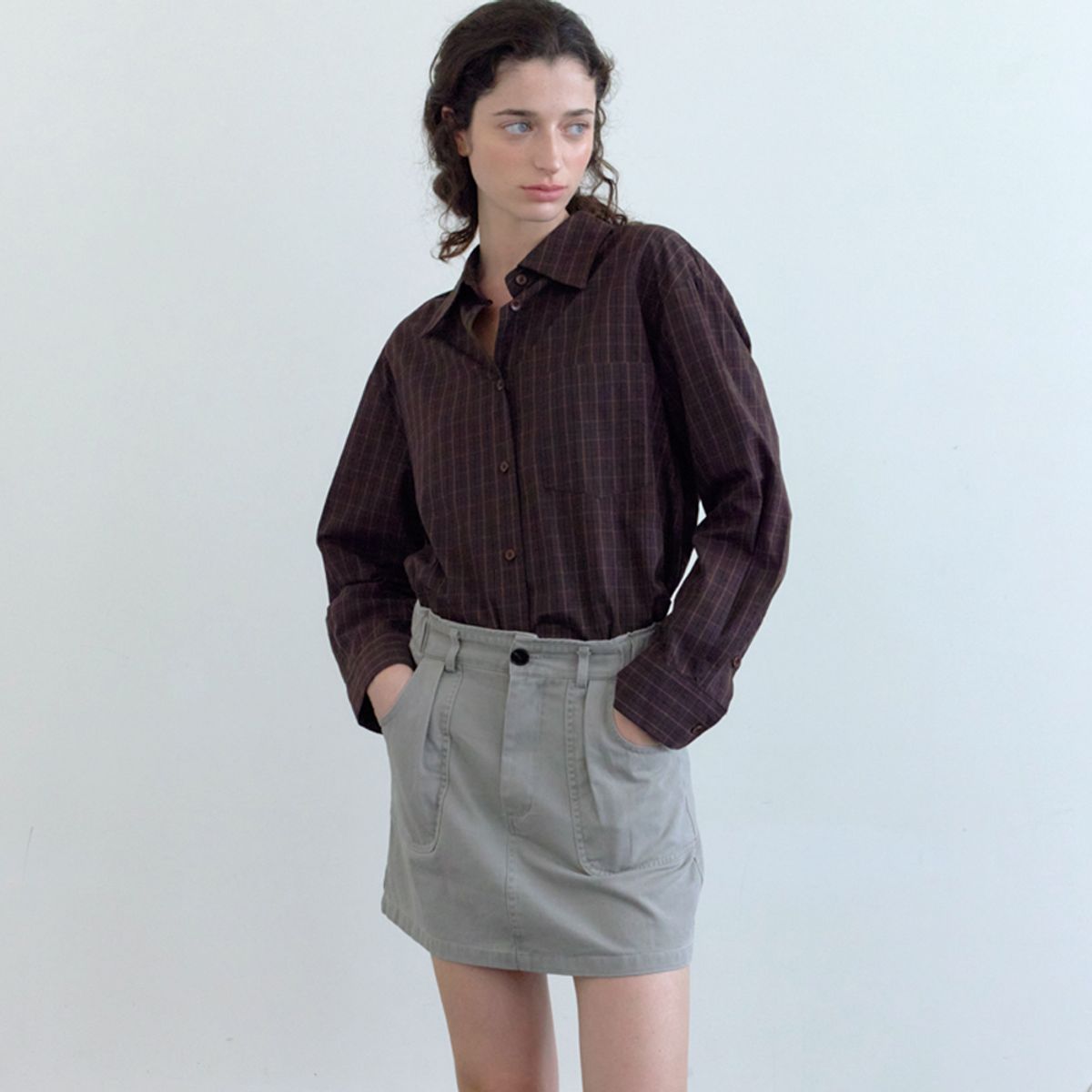 엘씨브이(LCVE) SOFT COTTON MINI SKIRT_GRAY