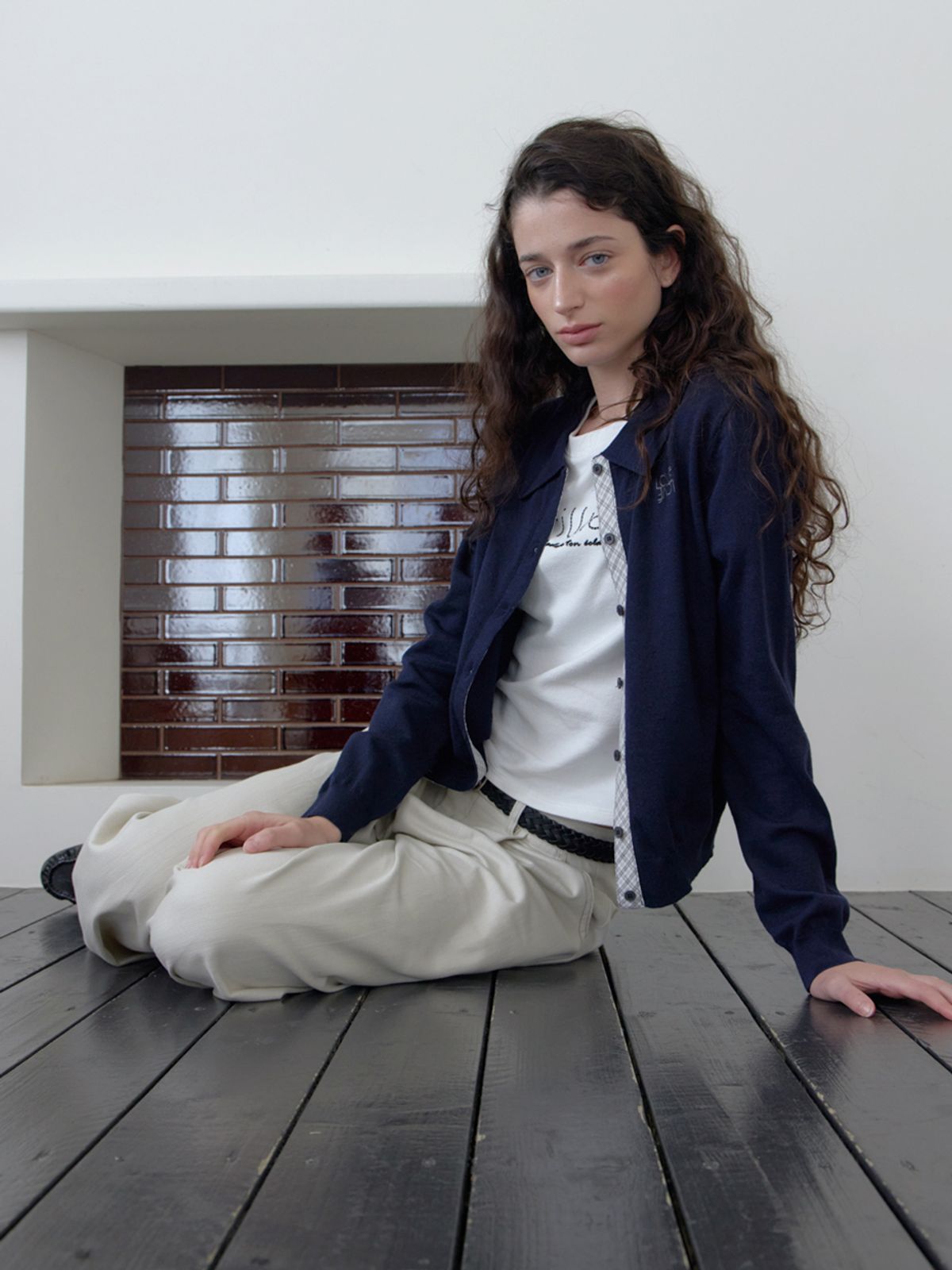 엘씨브이(LCVE) OPEN COLLAR KNIT CARDIGAN_NAVY