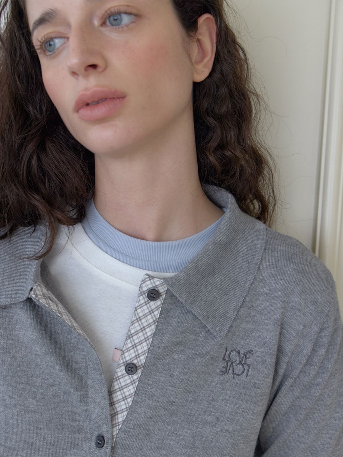 엘씨브이(LCVE) OPEN COLLAR KNIT CARDIGAN_GRAY