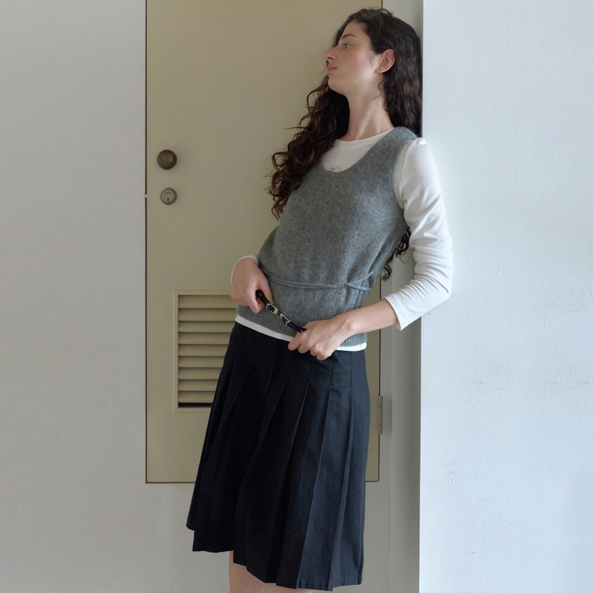 엘씨브이(LCVE) COZY MOHAIR KNIT VEST_GRAY