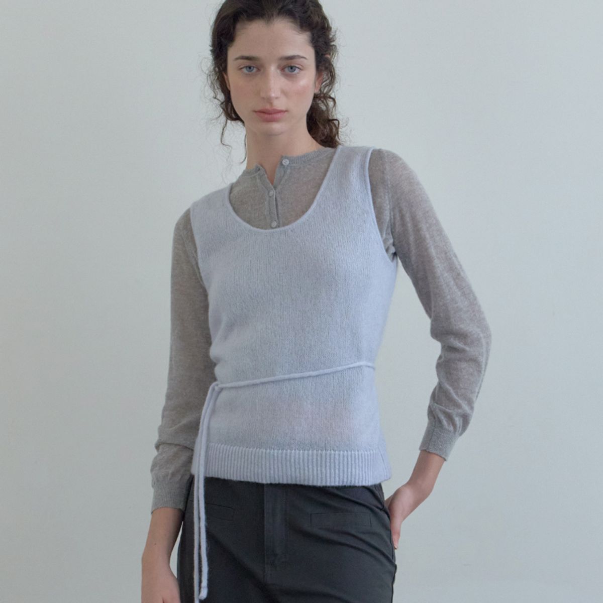 엘씨브이(LCVE) COZY MOHAIR KNIT VEST_SKYBLUE
