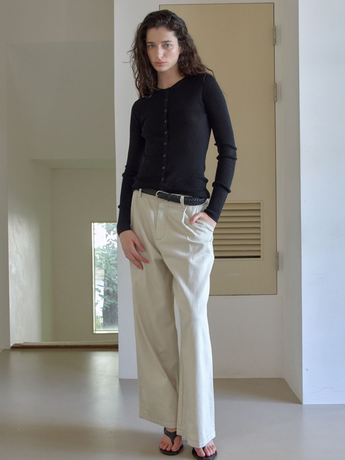 엘씨브이(LCVE) WOOL BUTTON RIB KNIT TOP [3COLORS]