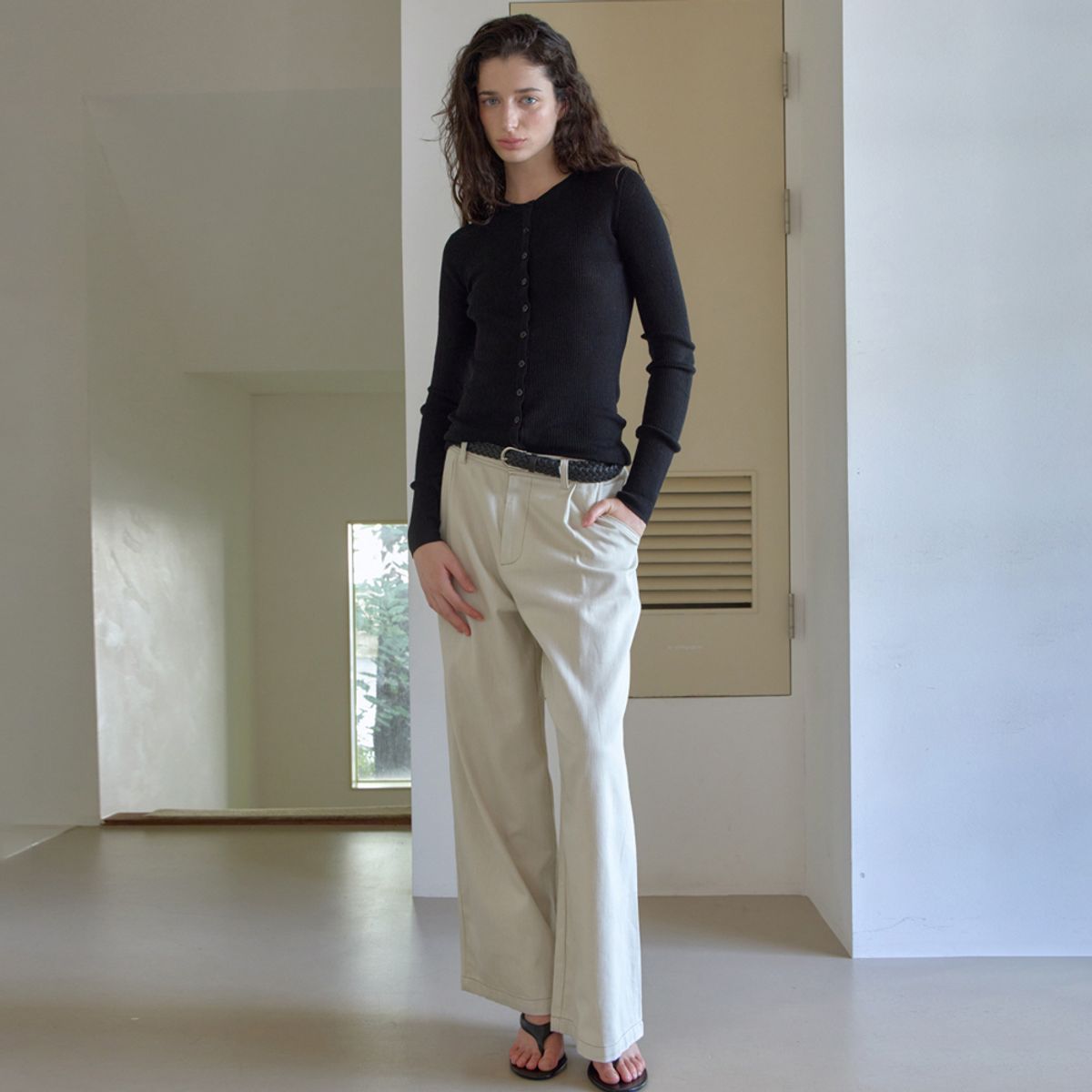 엘씨브이(LCVE) WOOL BUTTON RIB KNIT TOP [3COLORS]
