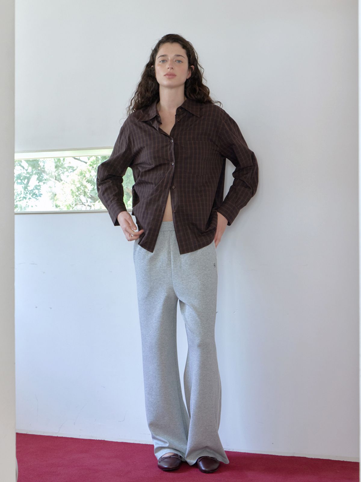 엘씨브이(LCVE) BROWN MINI CHECK SHIRTS