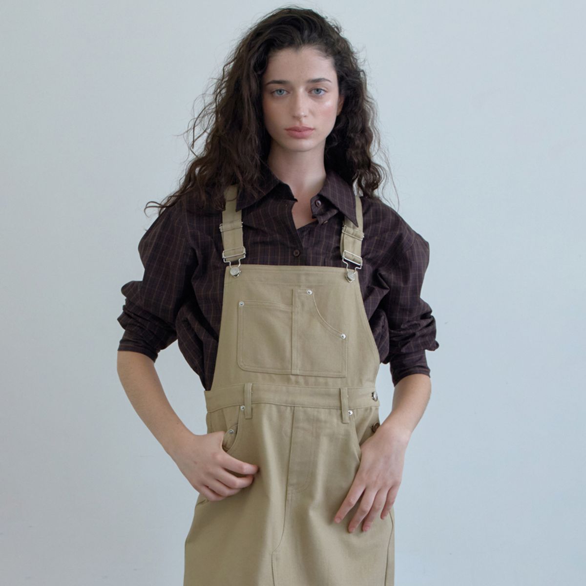 엘씨브이(LCVE) BROWN MINI CHECK SHIRTS