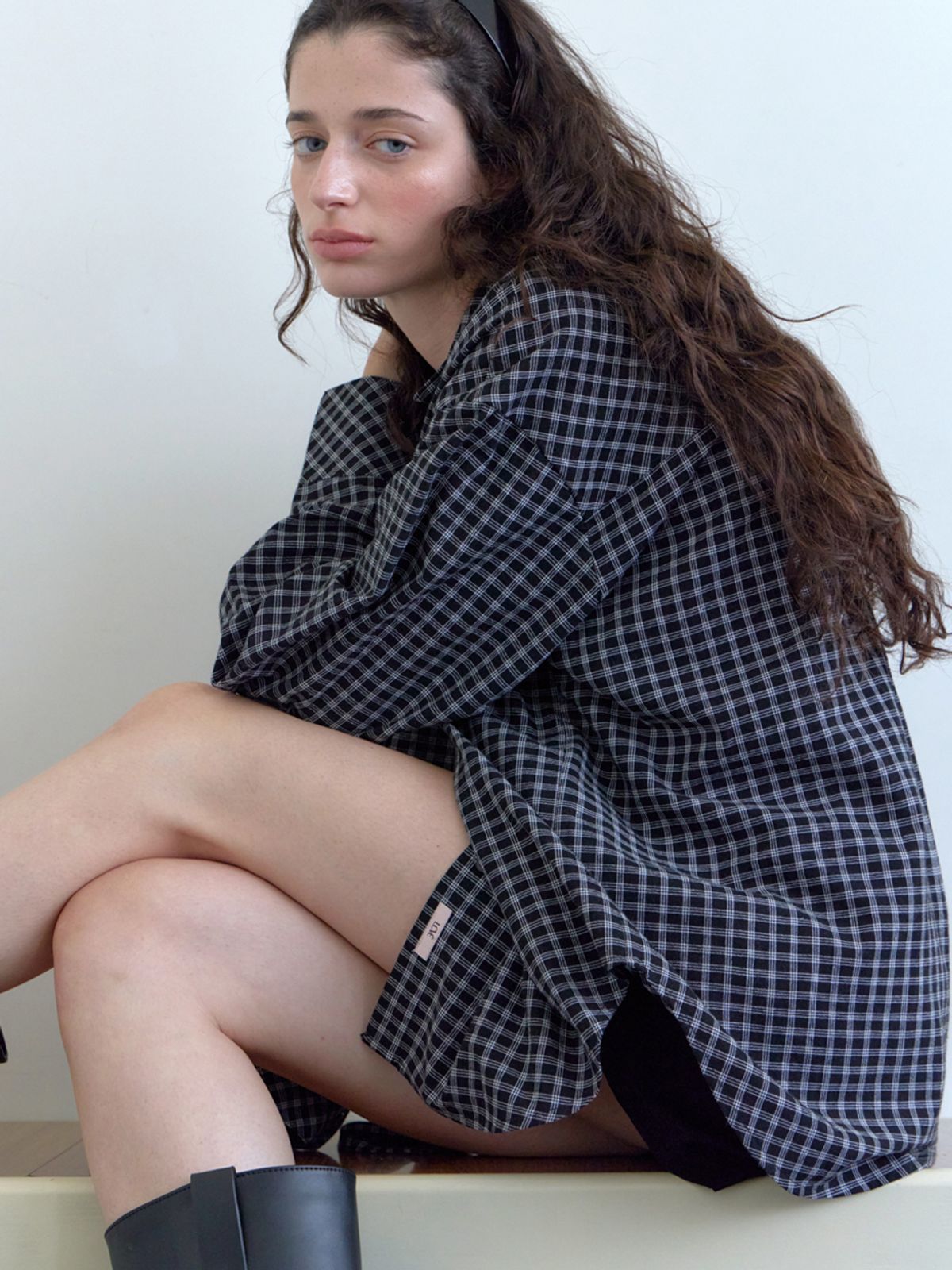 엘씨브이(LCVE) LOOSE-FIT CHECK SHIRT_BLACK