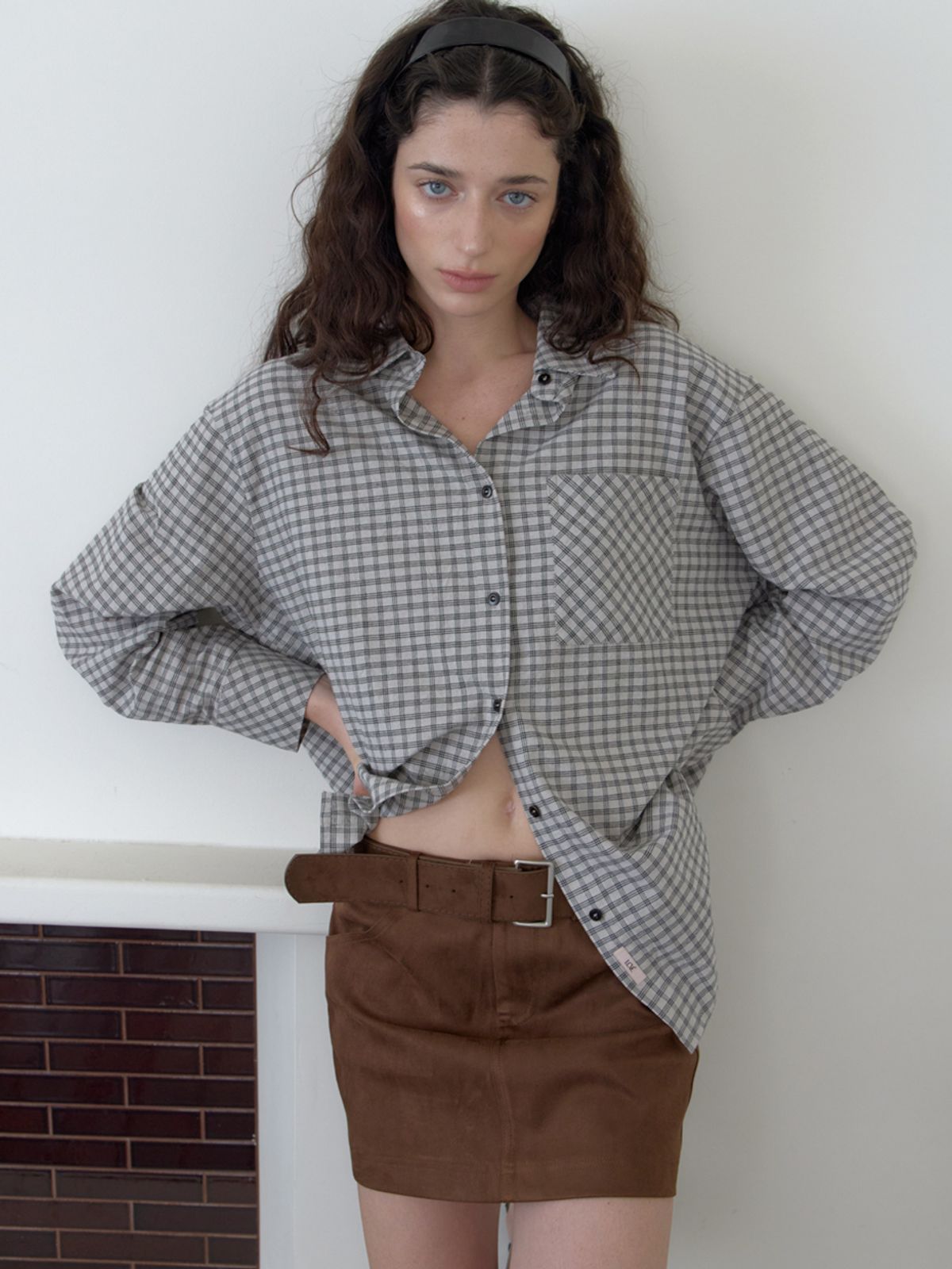 엘씨브이(LCVE) LOOSE-FIT CHECK SHIRT_BEIGE