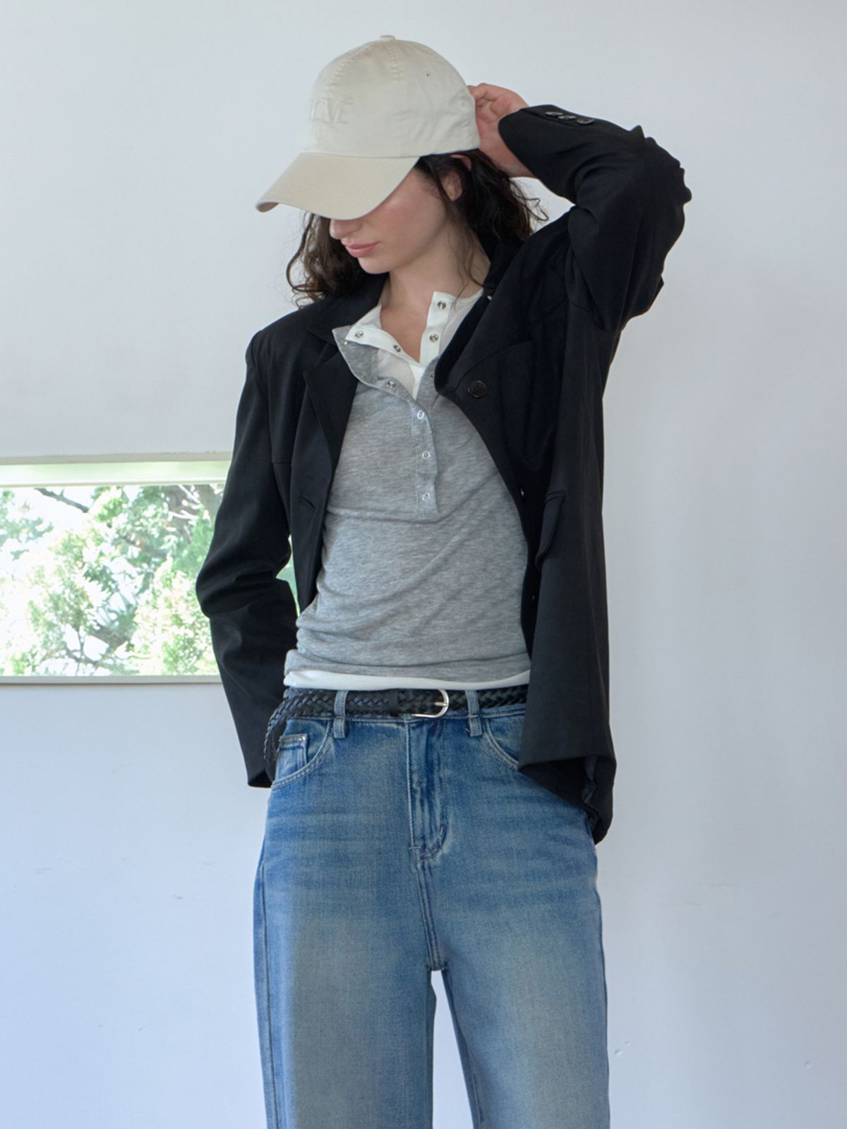엘씨브이(LCVE) BUTTON DETAIL LAYERED T-SHIRT_GRAY