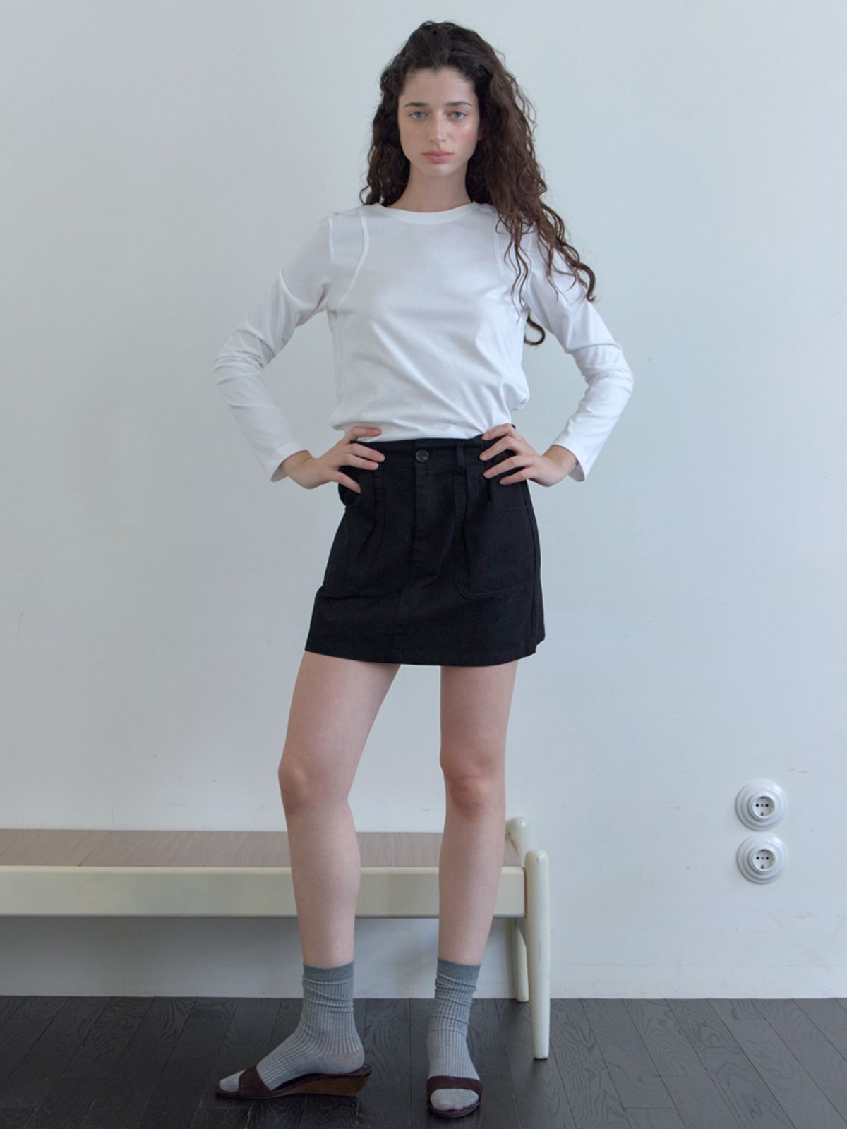 엘씨브이(LCVE) SLIM FIT SEAM DETAIL T-SHIRT_IVORY