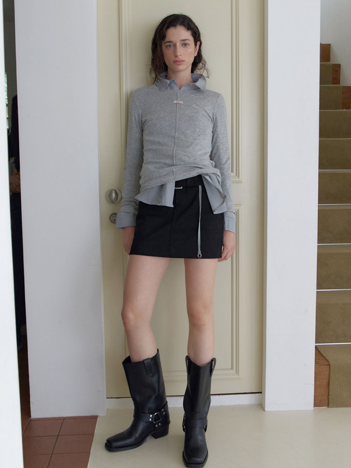 엘씨브이(LCVE) PINK LABEL LONG SLEEVE T-SHIRT_MELANGE GRAY