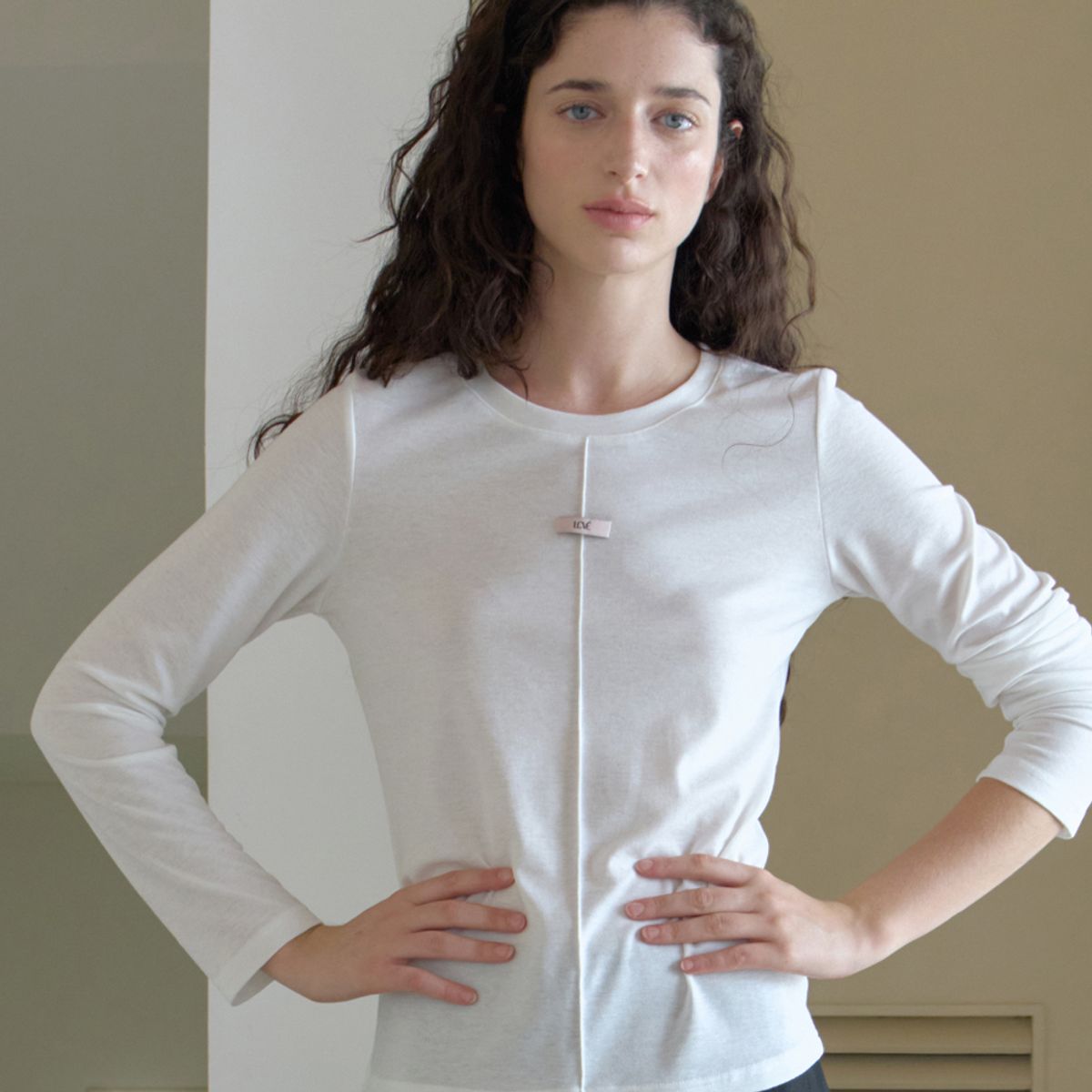 엘씨브이(LCVE) PINK LABEL LONG SLEEVE T-SHIRT_WHITE